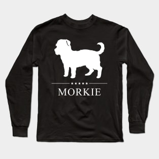 Morkie Dog White Silhouette Long Sleeve T-Shirt